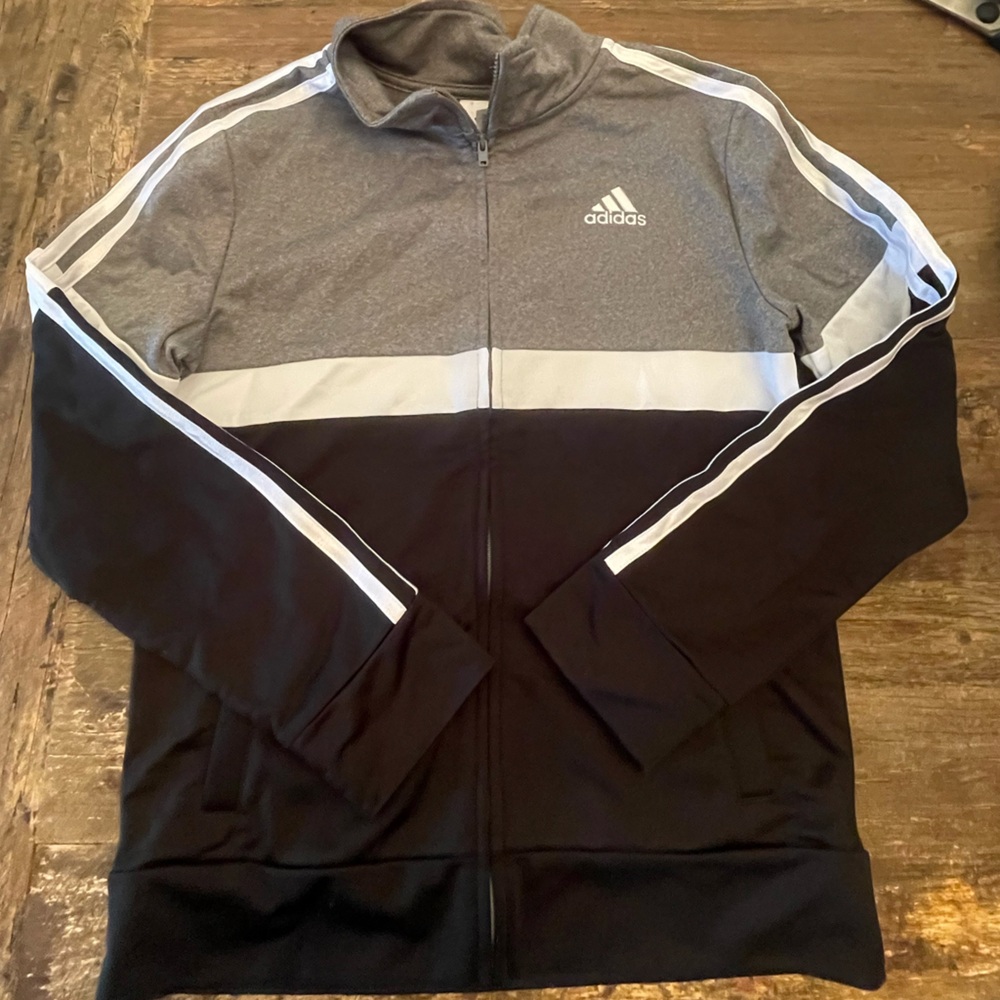 Adidas Black and Gray Zip-Up Jacket